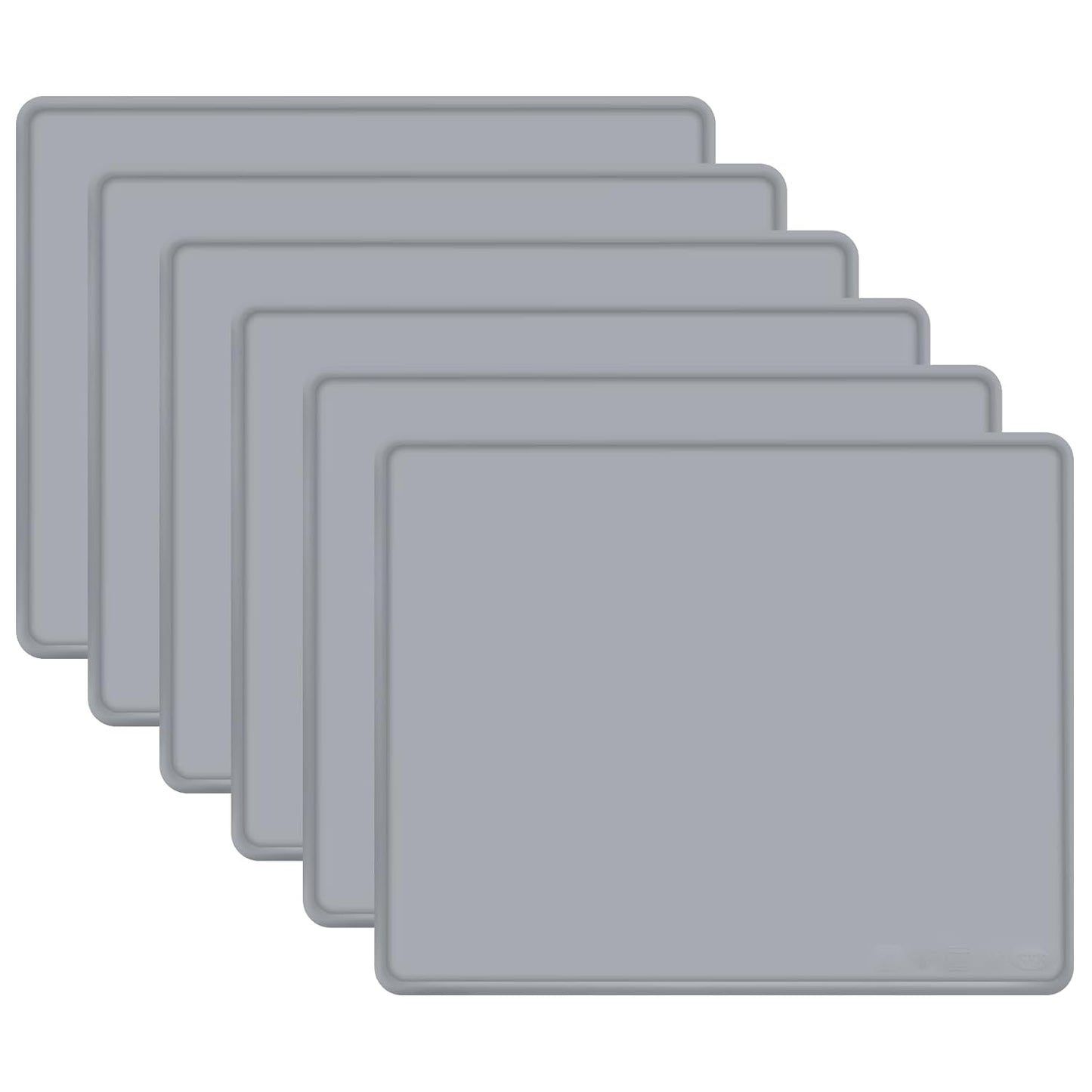 Large Silicone Mat 6 Pack, 20"x16" Silicone Craft Mats for Resin Jewelry Casting Molds, Food Grade Silicone Sheet with Raised Edge, Nonstick Waterproof, Cool Grey