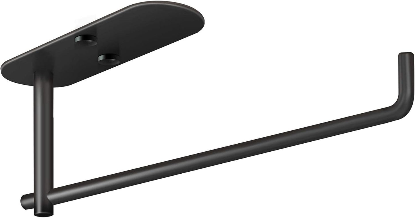 VAEHOLD Self Adhesive Paper Towel Holder Under Cabinet Mount, Wall Mounted Paper Towel Roll Holder for Kitchen, Bathroom, Wall - SUS304 Stainless Steel (Black)