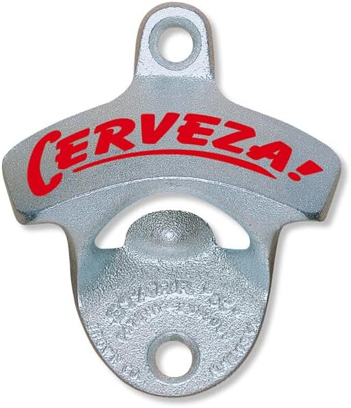 STARR "X" Cerveza Wall Mounted Bottle Opener | Classic Beer Bottle Opener for Home Bar, Kitchen, Patio, or Man Cave | Easy Cap Removal, Zinc Plated Cast Iron