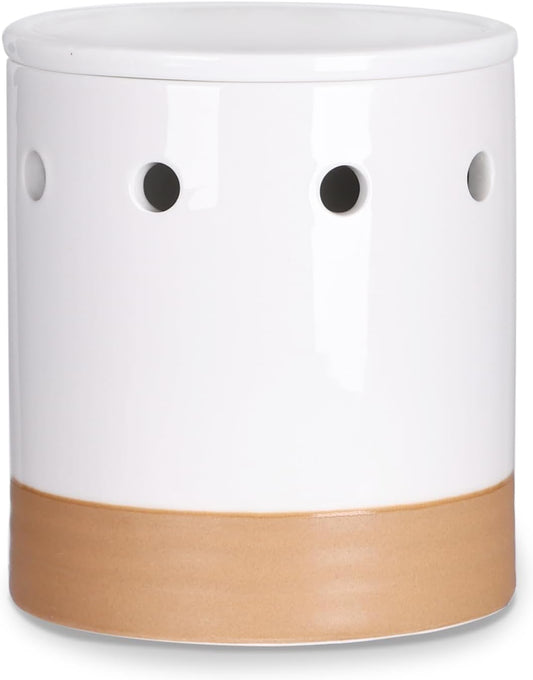 LEETOYI Garlic Keeper with Lid, Garlic Holder Storage Container, Ceramic Garlic Container for Countertop, Garlic Saver to Keep Your Garlic Cloves Fresh Longer, Easy to Clean