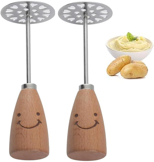 Potato Masher, Stainless Steel Potato Masher,Large Heavy Duty Metal Mashing Utensil,Integrated Kitchen Tool,2 Pieces,5.5 Inch