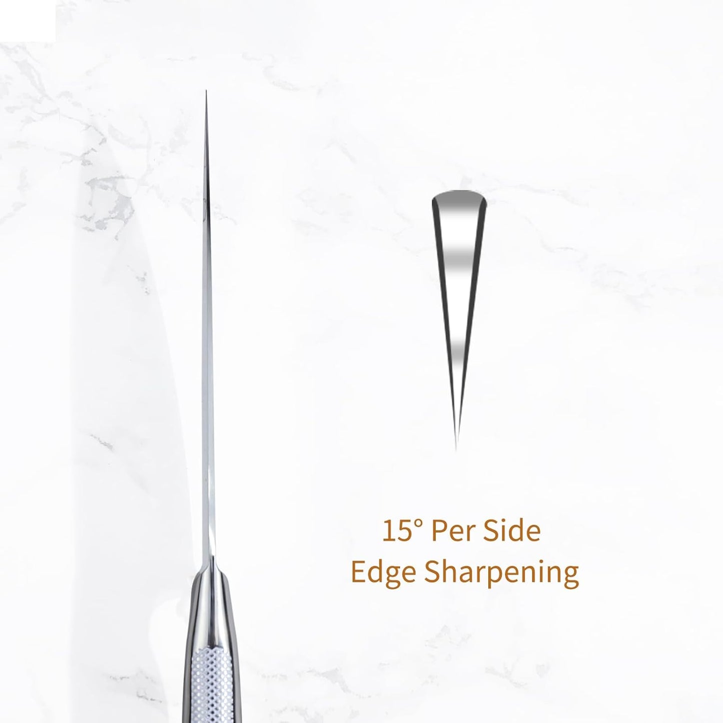 8 inch Mirror Polished Chef Knife, German 1.4116 High Carbon Stainless Steel Chefs Knife with White ABS & Stainless Steel Handle, Razor Sharp Kitchen Knife for Home & Restaurant