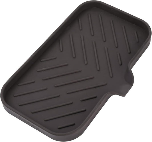Silicone Bathroom Soap Dishes with Drain Spout-Bathroom and Kitchen Sink Organizer,Sponge Holder,Dish Soap Tray,Perfect for Dispenser,Scrubber,Bottle,Cup on Sink or Counter-Coffee 9.6"×5.3"