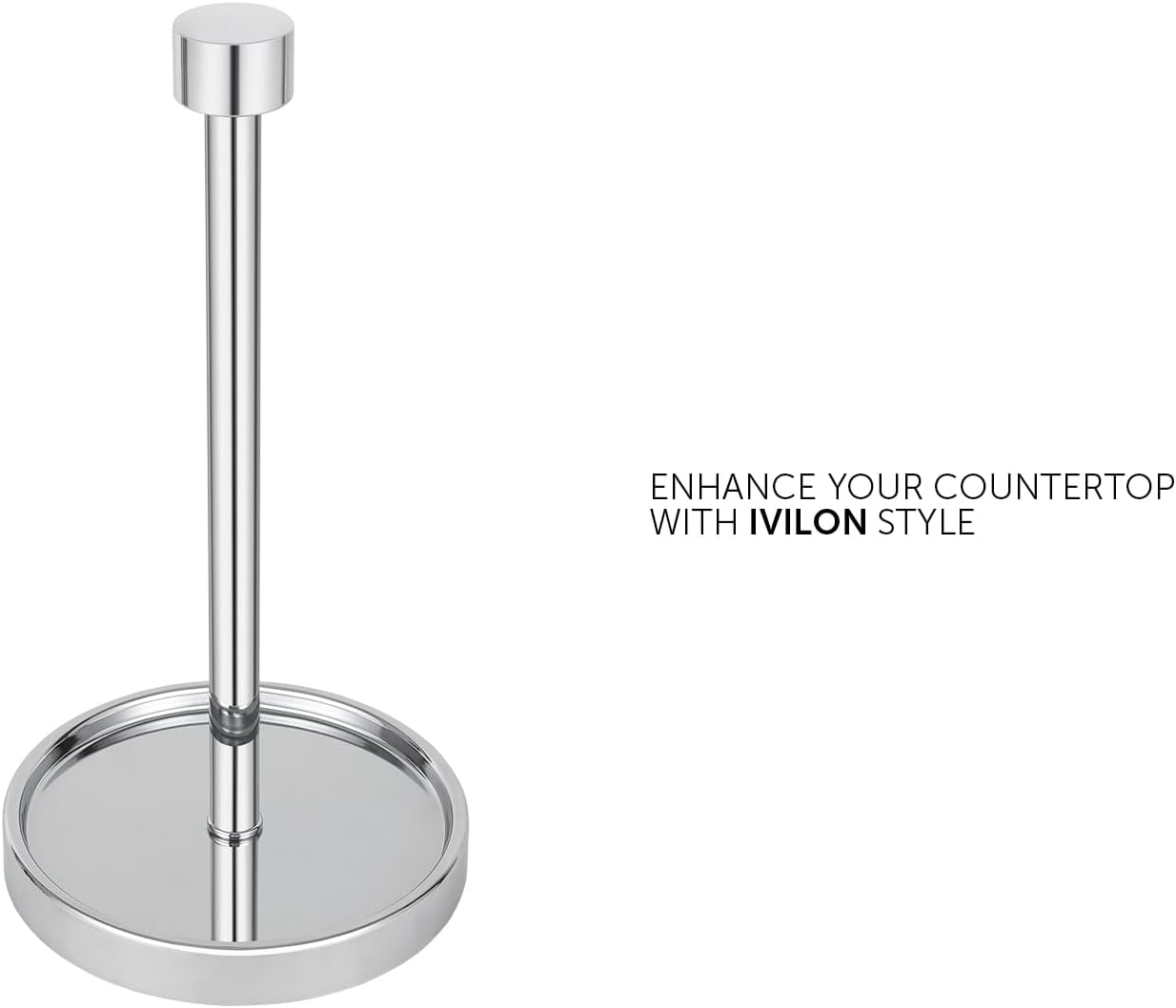 Ivilon Countertop Paper Towel Holder - Modern End Cap Minimalist Design - Color Chrome