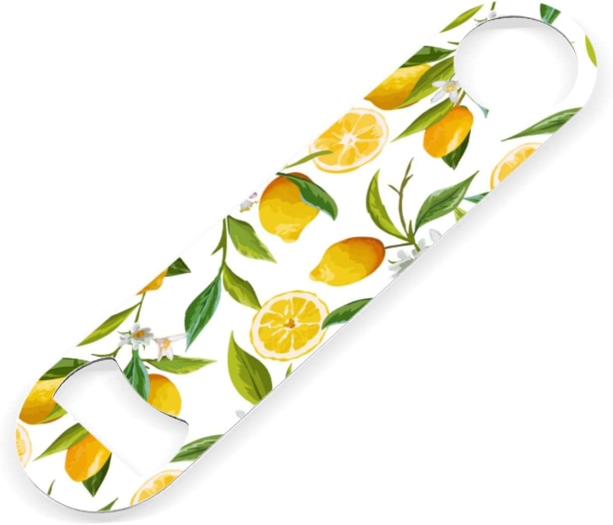 2 PACK Beer Bottle Opener, Stainless Steel Flat Bottle Openers,7 inch Metal Decor,Lemon With Flowers