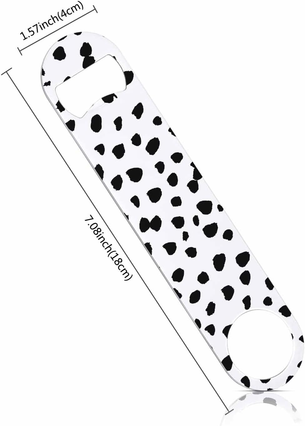 Small Dot Pattern Stainless Steel Bottle Opener Black Polka Circles with Rough Edges Abstract Doodle Trendy Flat Beer Bottle Opener Keychain for Home Kitchen Bar Restaurant Party Birthday Gift