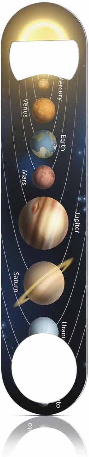 Solar System Stainless Steel Bottle Opener Planets Map Universe Pluto Saturn Mercury Space Earth Venus Flat Beer Bottle Opener Keychain for Home Kitchen Bar Restaurant Party Birthday Gift