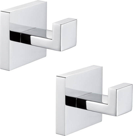 Angle Simple Towel Hooks, SUS 304 Stainless Steel Bathroom Towel Hooks, Wall Robe Coat Hanger, Polished Chrome, 2 Pack