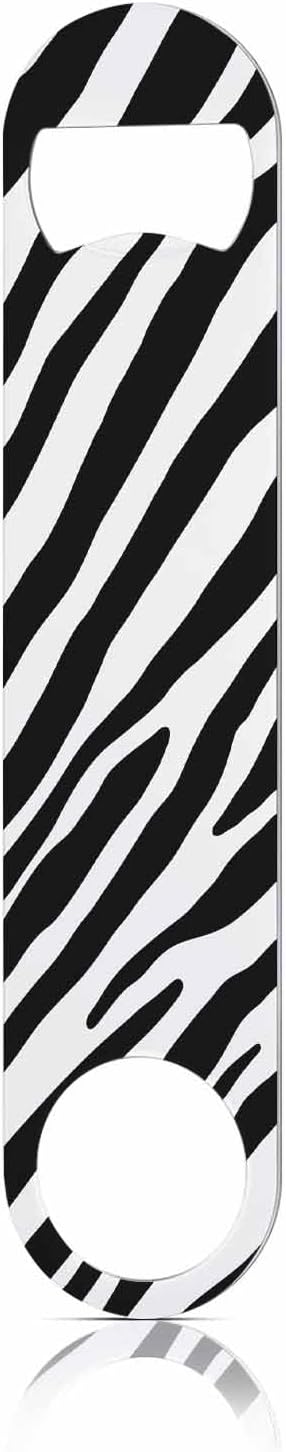 Zebra Stainless Steel Bottle Opener White and Black Stripes Pattern Jungle Wild Animal Fur Nature Flat Beer Bottle Opener Keychain for Home Kitchen Bar Restaurant Party Birthday Gift