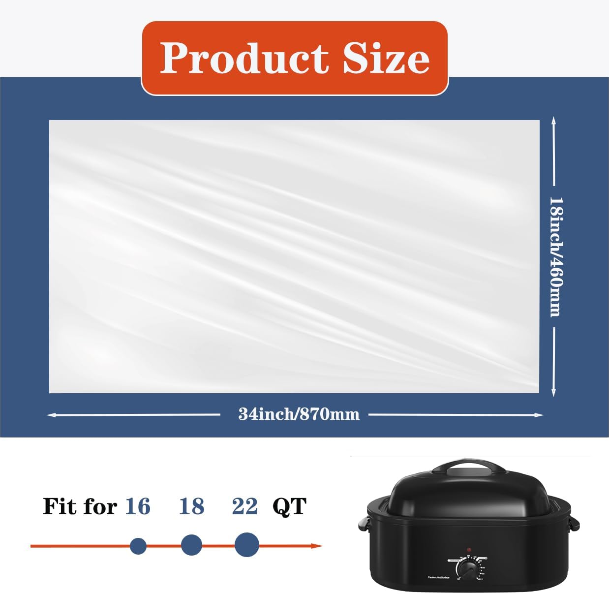 Electric Roaster Liners 34x18 Inch, 20 Pack Disposable Roaster Liners Fits 16-22 Qt Roasters, Heat-Resistant Roasting Oven Cooking Bags for Easy Cleanup