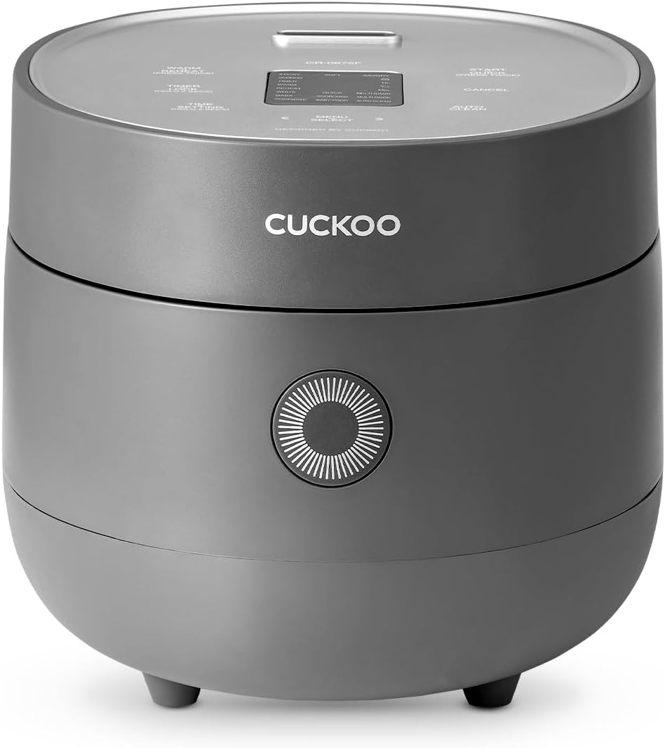 CUCKOO Rice Cooker 6 Cup Uncooked / 12 Cup Cooked, Modern Fuzzy Logic Rice Cooker Small with Delay Timer & Keep Warm Setting, Versatile Food Steamer for Cooking, Non-Stick Inner Pot, Gray (CR-0675FG)