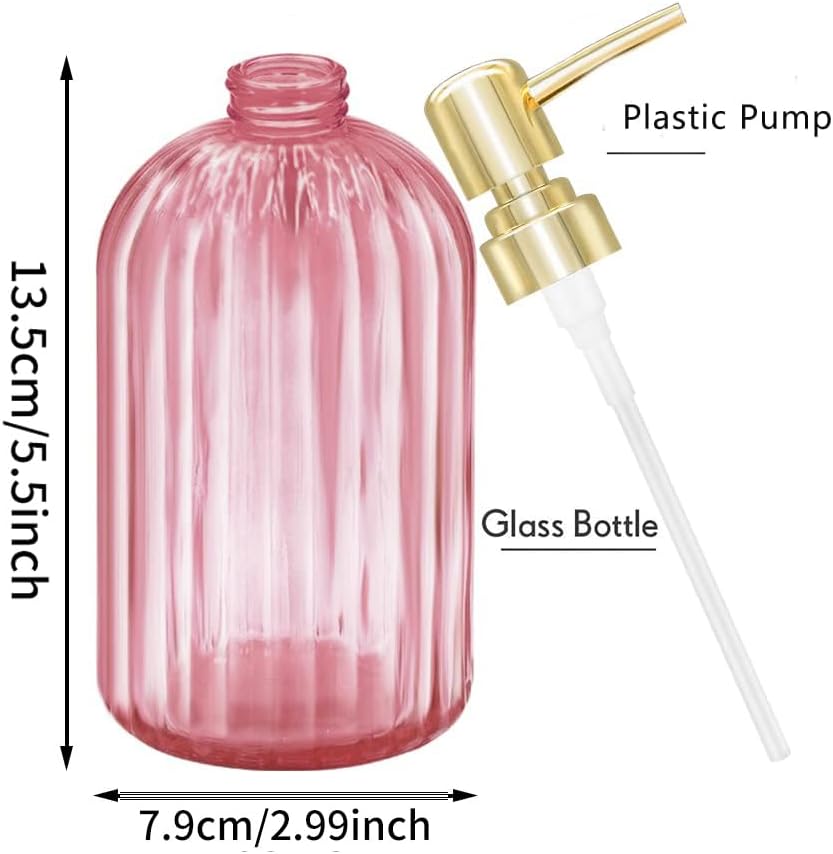 Soap Dispenser - 2 Pack 14 Oz Kitchen Soap Dispenser with Pump, Bathroom Transparent Soap Dispenser Bottle for Hand Soap, Dish Soap or Lotion (Pink)