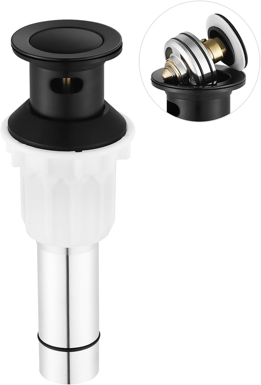 PARLOS Pop up Sink Drain Stopper with Hair Catcher Strainer & Overflow for Bathroom Sink Vessel, Matte Balck 2100604
