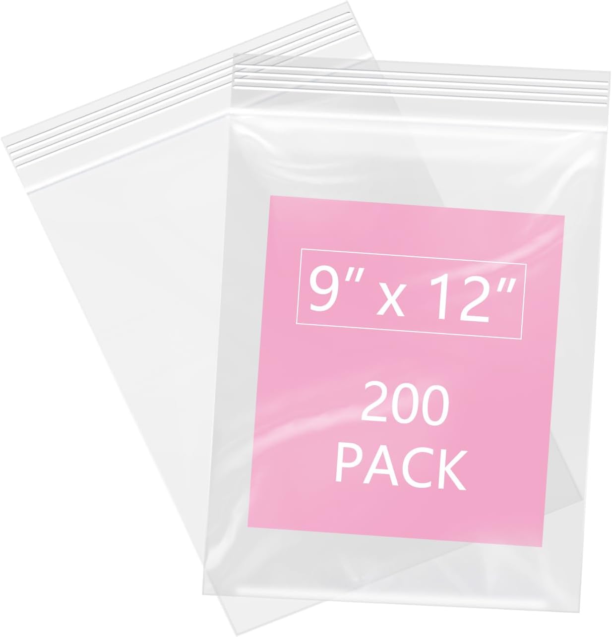 iMailer - 200 Pcs- 9" x 12" Clear Zip Bags - Reclosable Plastic Zip Poly Bags for A4, Letter Sized Documents, Clothing
