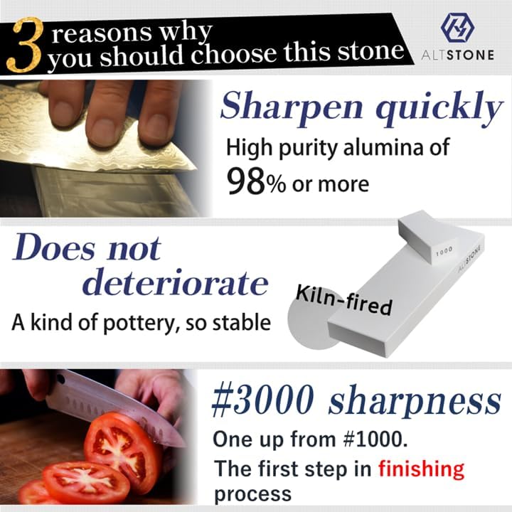 Whetstone Sharpening stone medium 1000 finishing 3000 w/Nagura, 7.1" x 2.4" x 0.8" (Pro Power. Perfectly Compact for home use), Made in Japan (#1000/#3000)