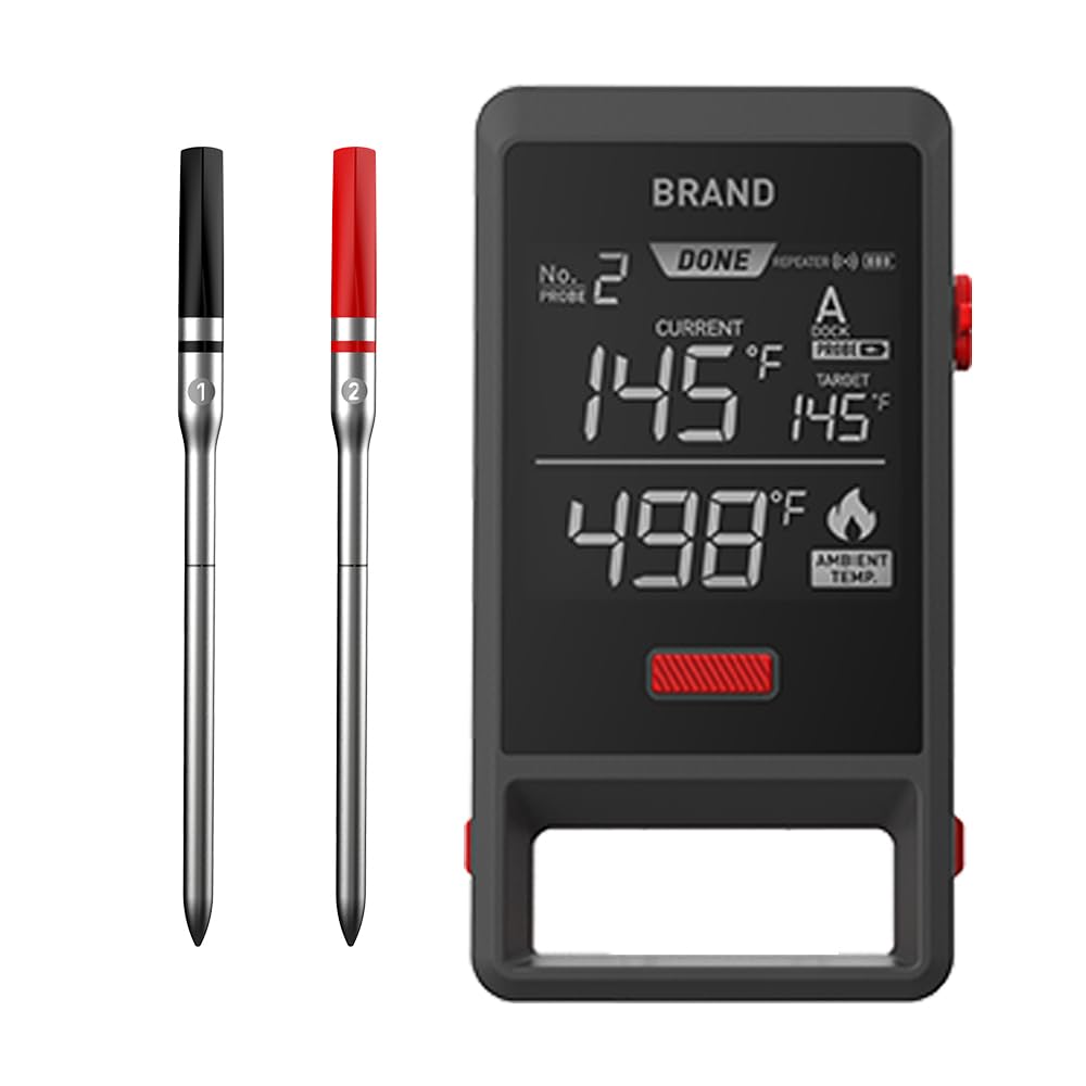 Smart Wireless Meat Thermometer for Grilling and Smoking – Bluetooth 5.2, 150m Range, IP65 Waterproof Probe – Rechargeable USB-C BBQ Thermometer for Smoker, Oven, Rotisserie