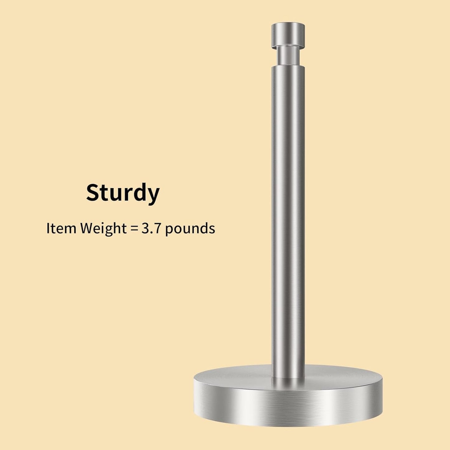 Paper Towel Holder Countertop, Black Paper Towel Holder with Weighted Base Non Slip, Standing Paper Towel Roll Holder for Kitchen Bathroom, Easy One-Handed Operation, Stainles Steel (Brushed Nickel)