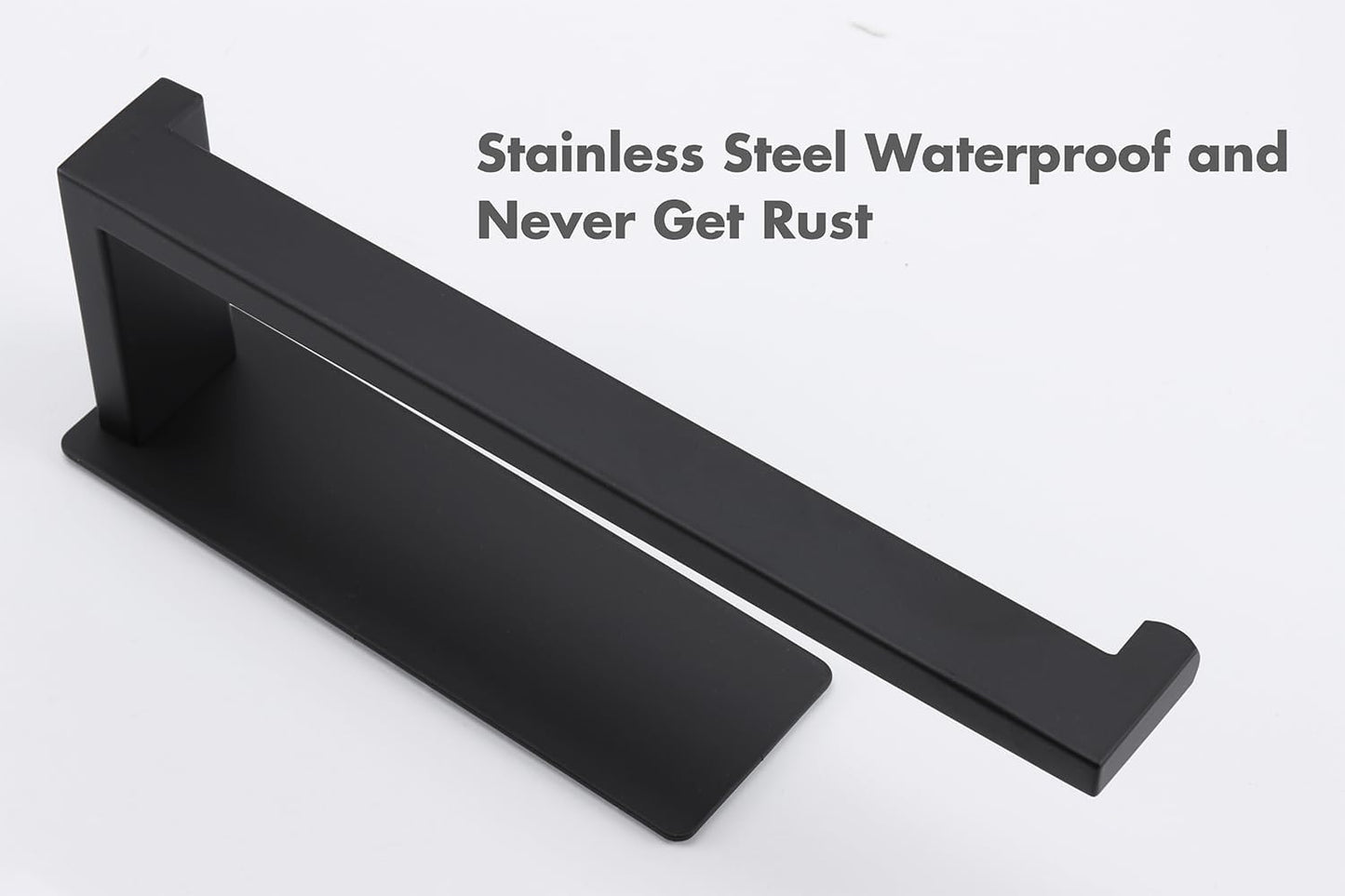 Hand Towel Holder, Strong Self Adhesive Hand Towel Ring, Thicken SUS304 Stainless Steel Hand Towel Bar/Rack, No Drilling Modern Hand Towel Hanger (Matte Black, 2 Pack 9 in)