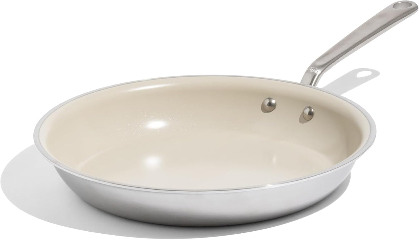 Made In Cookware - 12" Ceramic Non Stick Frying Pan (Stainless Handle) - 5-Ply Stainless Clad with Stay-Cool Handle - Professional Cookware