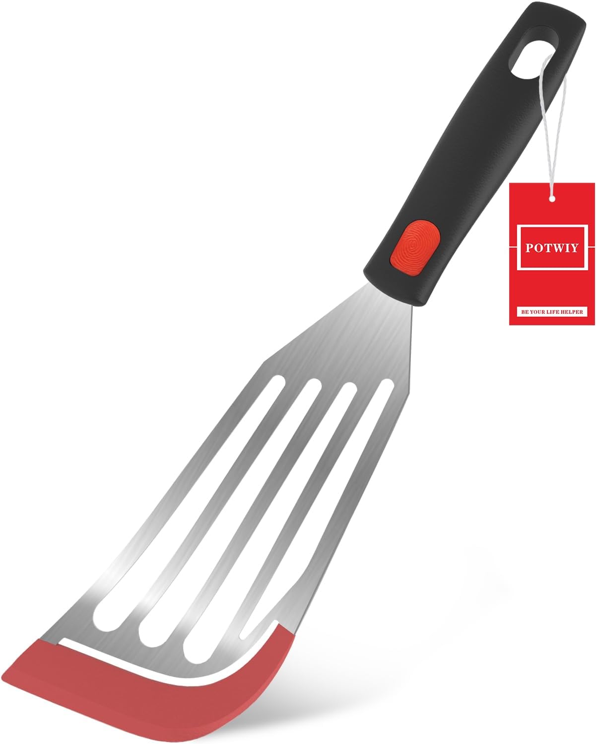 Silicone Fish Turner Spatula, Slotted Silicone Fish Spatulas for Nonstick Cookware, Flexible Kitchen Cooking Spatula Flipper for Fish, Egg, Pancake, 12.3 Inch