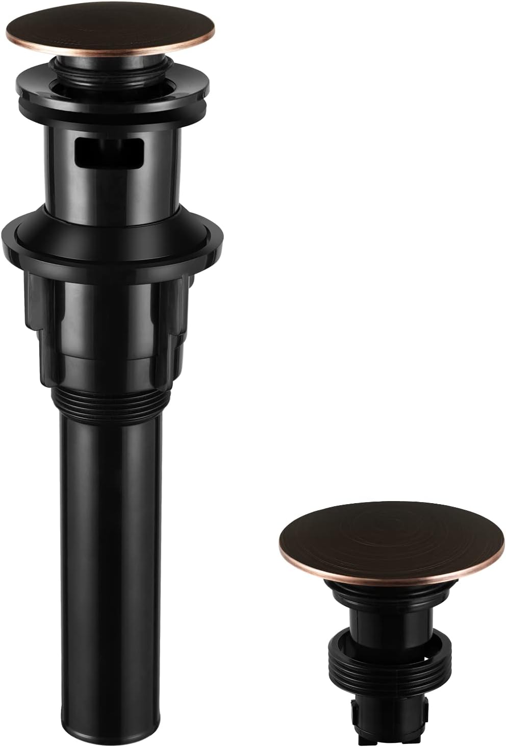 PARLOS Push & Seal Pop Up Drain Assembly Stopper for Bathroom Sink with Overflow Oil Rubbed Bronze, 20716