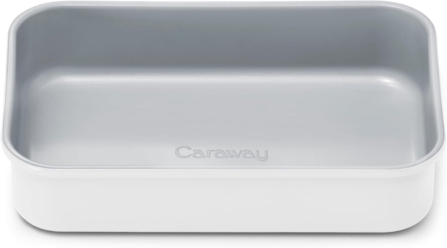 Caraway Nonstick 9” x 6.5” Small Rectangle Baking Pan – Non-Toxic, PTFE & PFOA Free – Aluminized Steel Core – Deep Ceramic Baking Pan for Casseroles, Lasagna & More - White