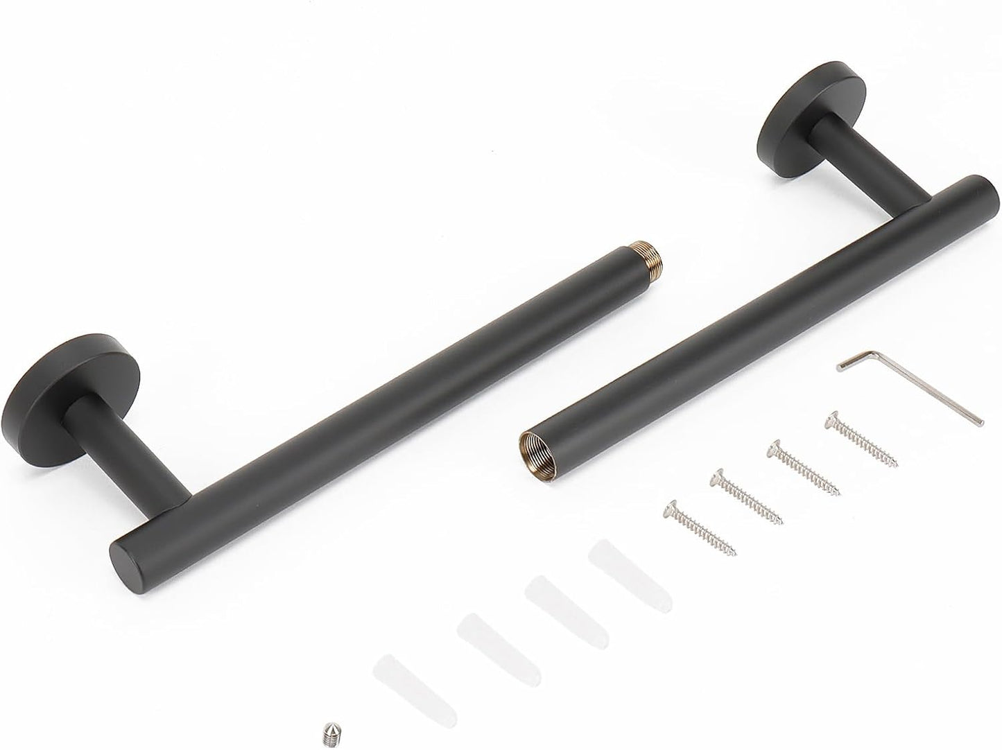 NearMoon Bath Towel Bar, Bath Accessories Thicken Stainless Steel Shower Towel Rack for Bathroom, Towel Holder Wall Mounted (1 Pack, Matte Black, 18 Inch)