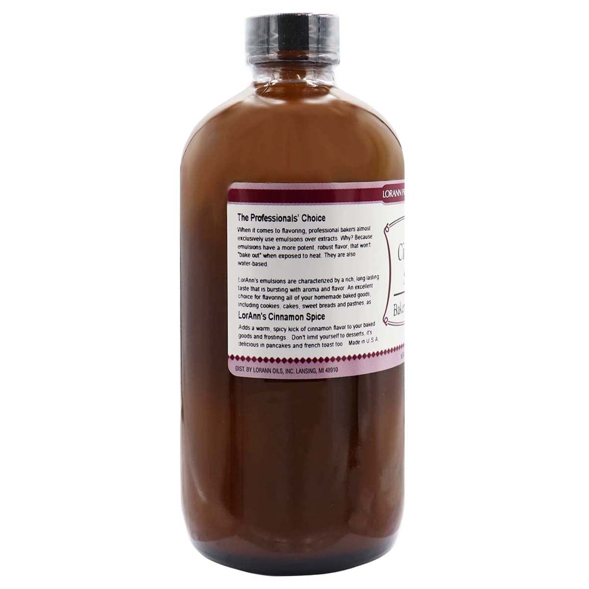 Lorann Oils Cinnamon Spice Bakery Emulsion: True Cinnamon Essence, Perfect for Enhancing Spiced Undertones in Baked Goods, Gluten-Free, Keto-Friendly, Cinnamon Extract Alternative for Your Kitchen