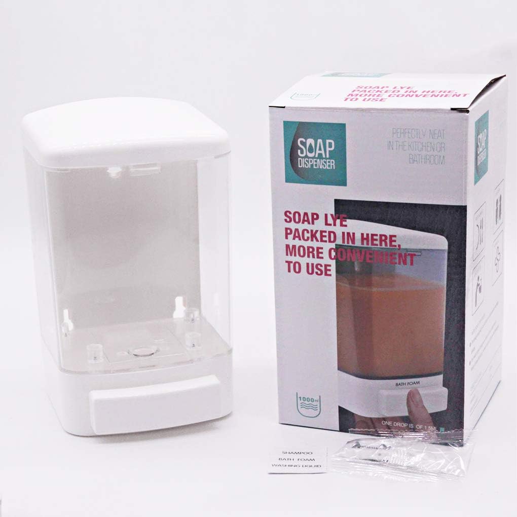 Evhome Manual Soap Dispenser Wall Mount Hand Sanitizer Dispenser 33.8oz Commercial Soap Dispenser for Bathroom Kitchen Restaurant School, Shampoo Dispenser for Liquid Gel Chamber 1000ml-trans