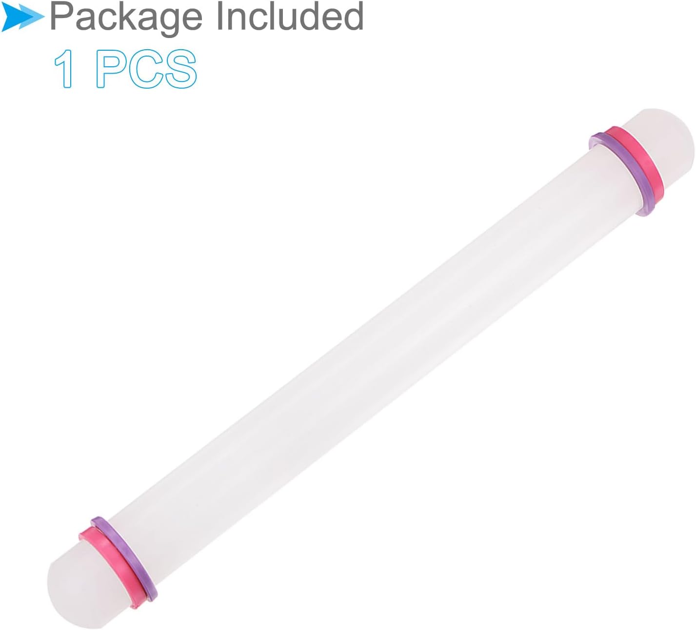 Fondant Rolling Pin, 13" Length, PP Plastic Non-Stick Guide Rings Fondant Roller Dough Roller - (Applications: for Baking Clay DIY)