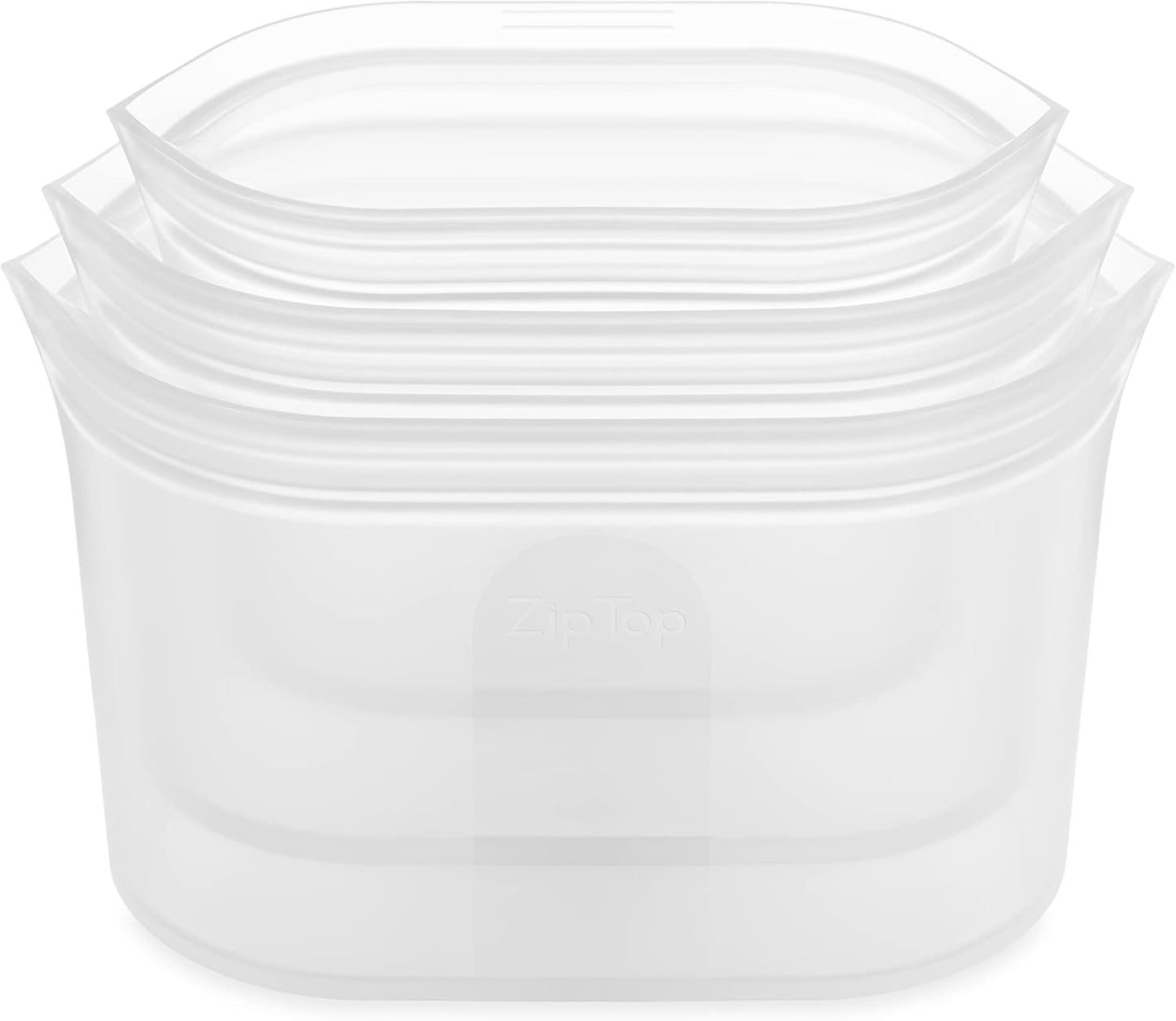 Zip Top Reusable Food Storage Bags | 3 Dish Set [Frost] | Silicone Meal Prep Container | Microwave, Dishwasher and Freezer Safe | Made in the USA