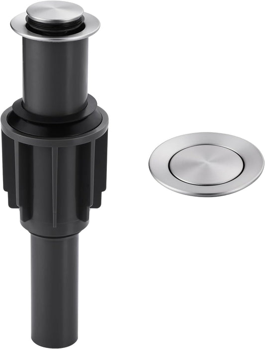 ALEASHA Pop Up Sink Drain Without Overflow, Bathroom Sink Drain Vessel Sink Stopper Pop Up Sink Drain Stopper, Pop Up Drain for Bathroom Sink Drain Strainer for Hair Catcher,Brushed Nickel