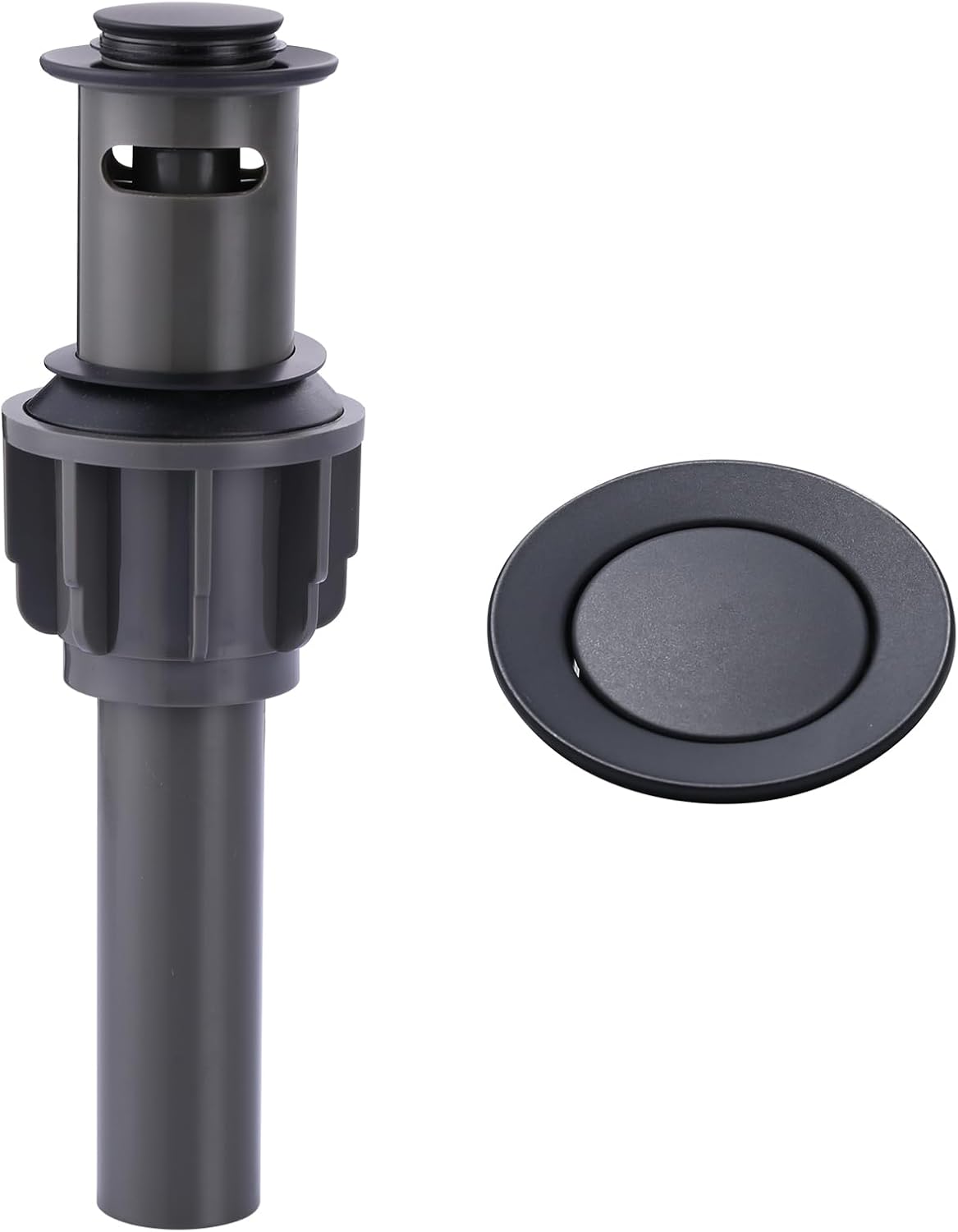ALEASHA Bathroom Sink Drain with Overflow Vessel Sink Stopper,Pop Up Drain for Bathroom Sink Pop Up Drain Stopper for Hair Catcher,Matte Black