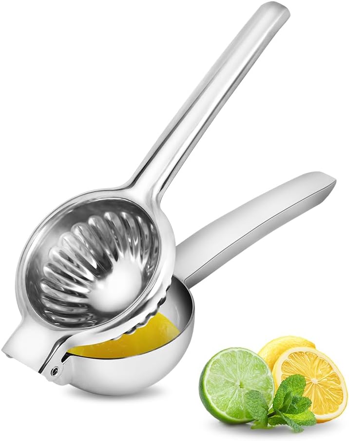 Brigii Lemon Squeezer Citrus Juicer for Lemons Limes Heavy-Duty 304 Stainless Steel High Juice Yield Manual Juicer Ergonomic Handle Dishwasher Safe