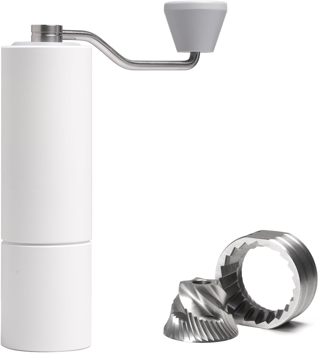 TIMEMORE Manual Coffee Grinder Foldable Hand Coffee Grinder Stainless Steel Conical Burr Chestnut C2 MAX Internal Adjustable Setting Capacity 30g French Press Coffee for Travel, Camping, Home White