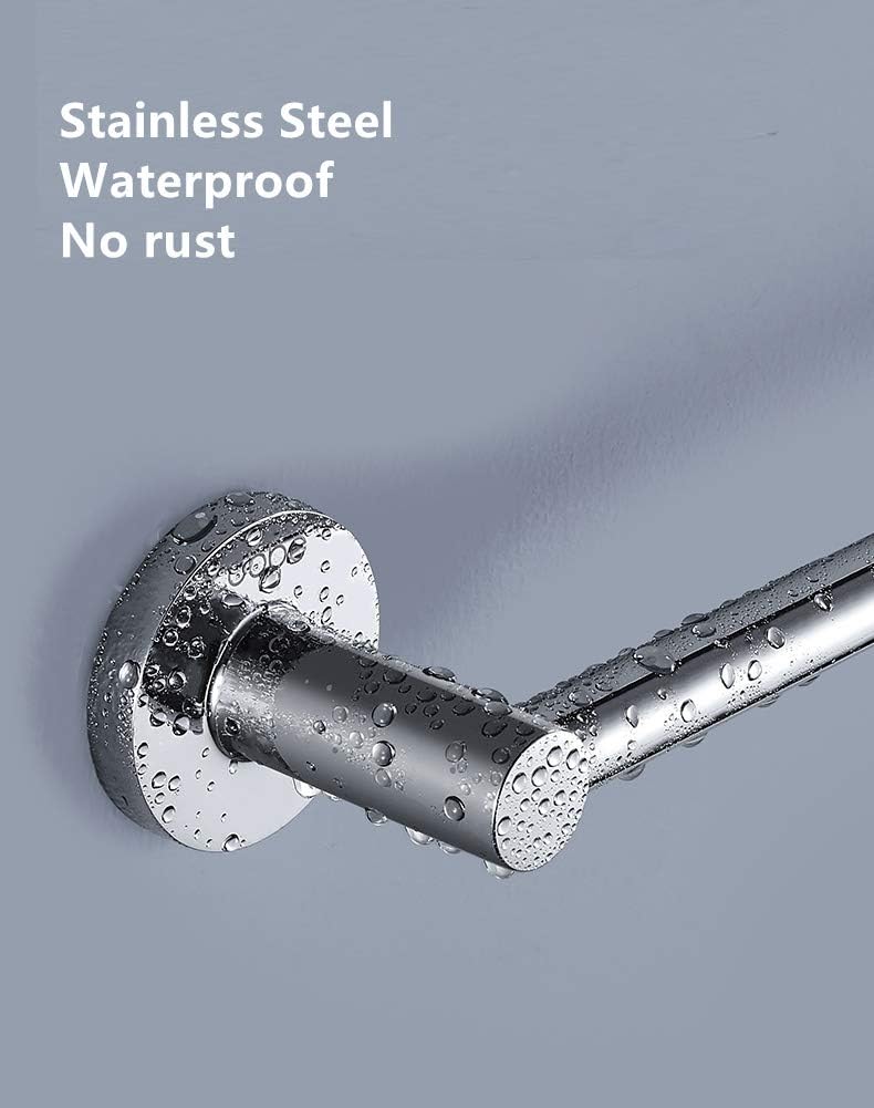 JiePai Bath Towel Bar Chrome, 11.8 Inch Stainless Steel Towel Rack Bathroom Towel Holder Wall Mount Kitchen Dish Cloth Hanger (Chrome, 11.8 Inch)