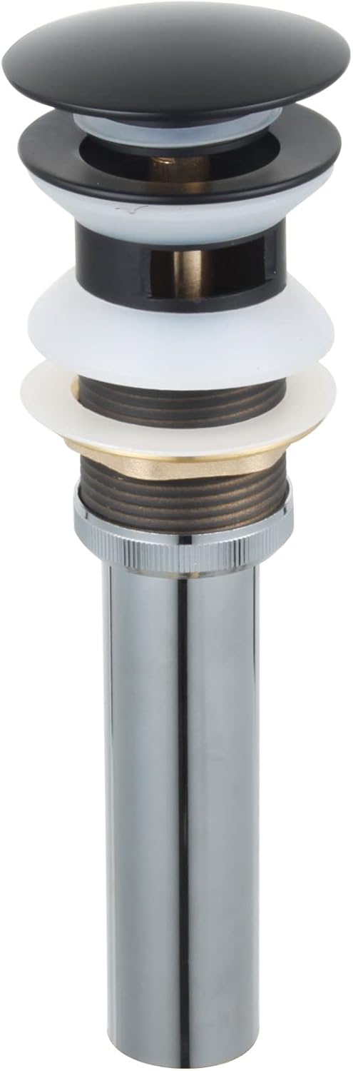 Dowell Pop Up Drain Stopper with Overflow for Bathroom Vanity/Vessel Sink (Black 6011 0710)