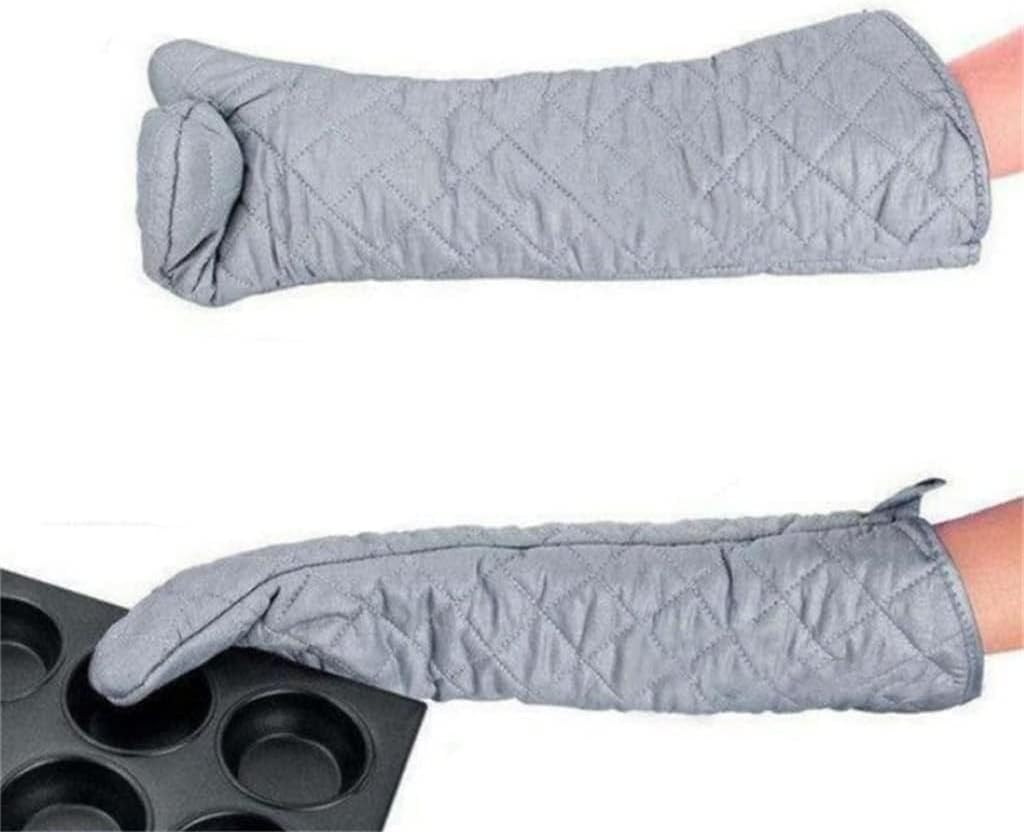 Extra Long 23 Inch Heat Resistant Oven Gloves New Cotton Oven Mitts Kitchen Gloves High Temperature Cooking Tool BBQ Gloves (23-Inch)