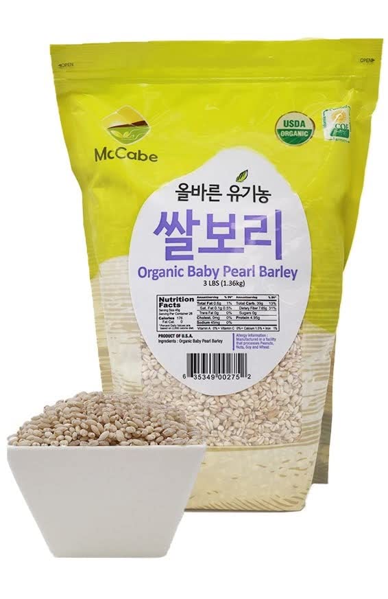 McCabe Organic Baby Pearled Barley - Pearl Barley Grain | USDA and CCOF Certified | Product of USA | 3 lbs (48 Oz) Pack of 3