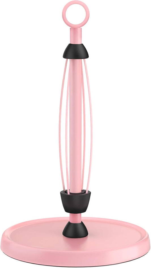 Pink Paper Towel Holder Countertop, Pink Kitchen Accessories Decor, One-Handed Tear, Stainless Steel, Weighted Base, Ring Paper Towel Holder Stand with Ratchet System for Kitchen Farmhouse Essentials