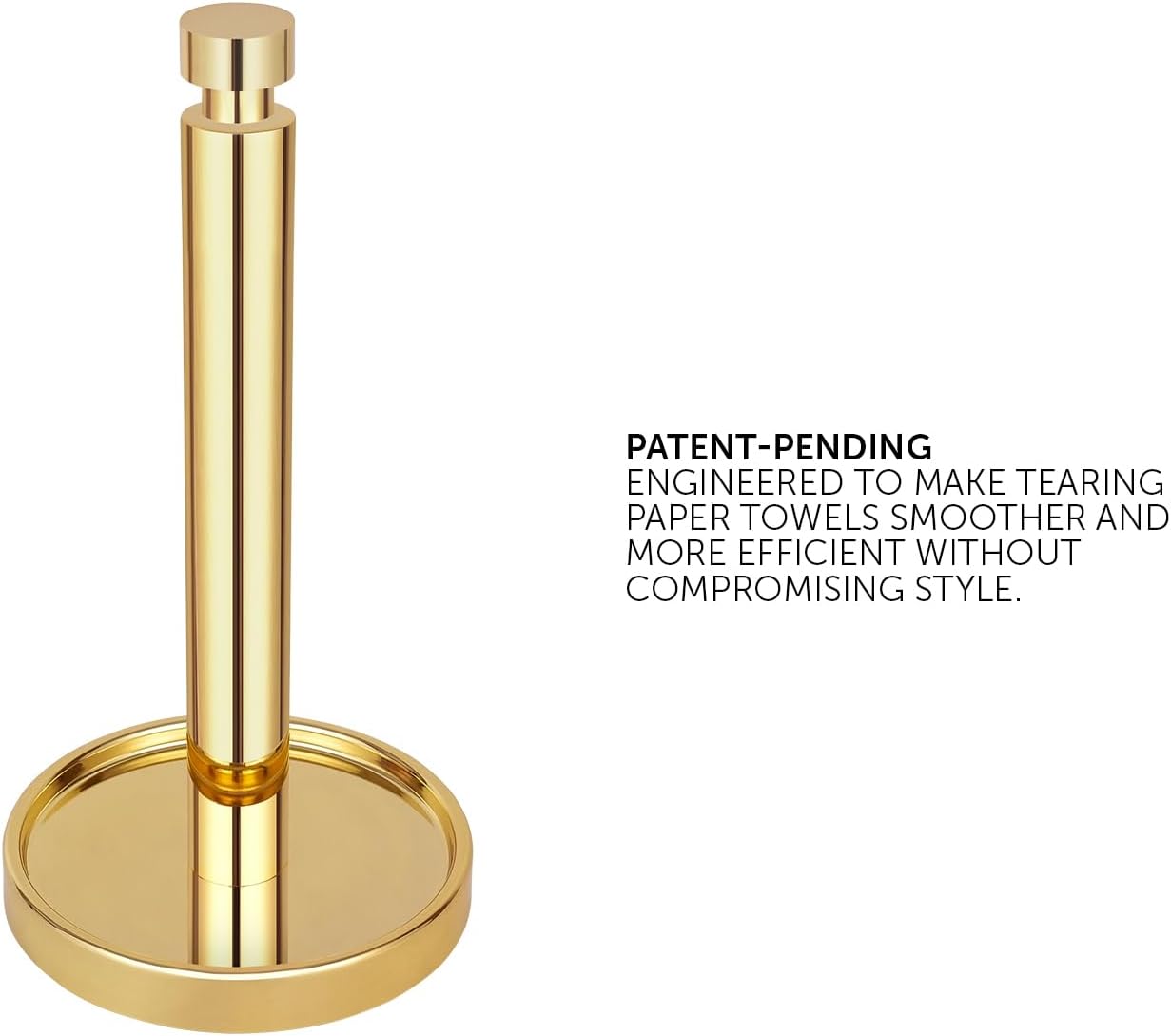 Ivilon Paper Towel Holder Stand - Steady and Easy Tear - Fits All Paper Towel Rolls - Gold Polished