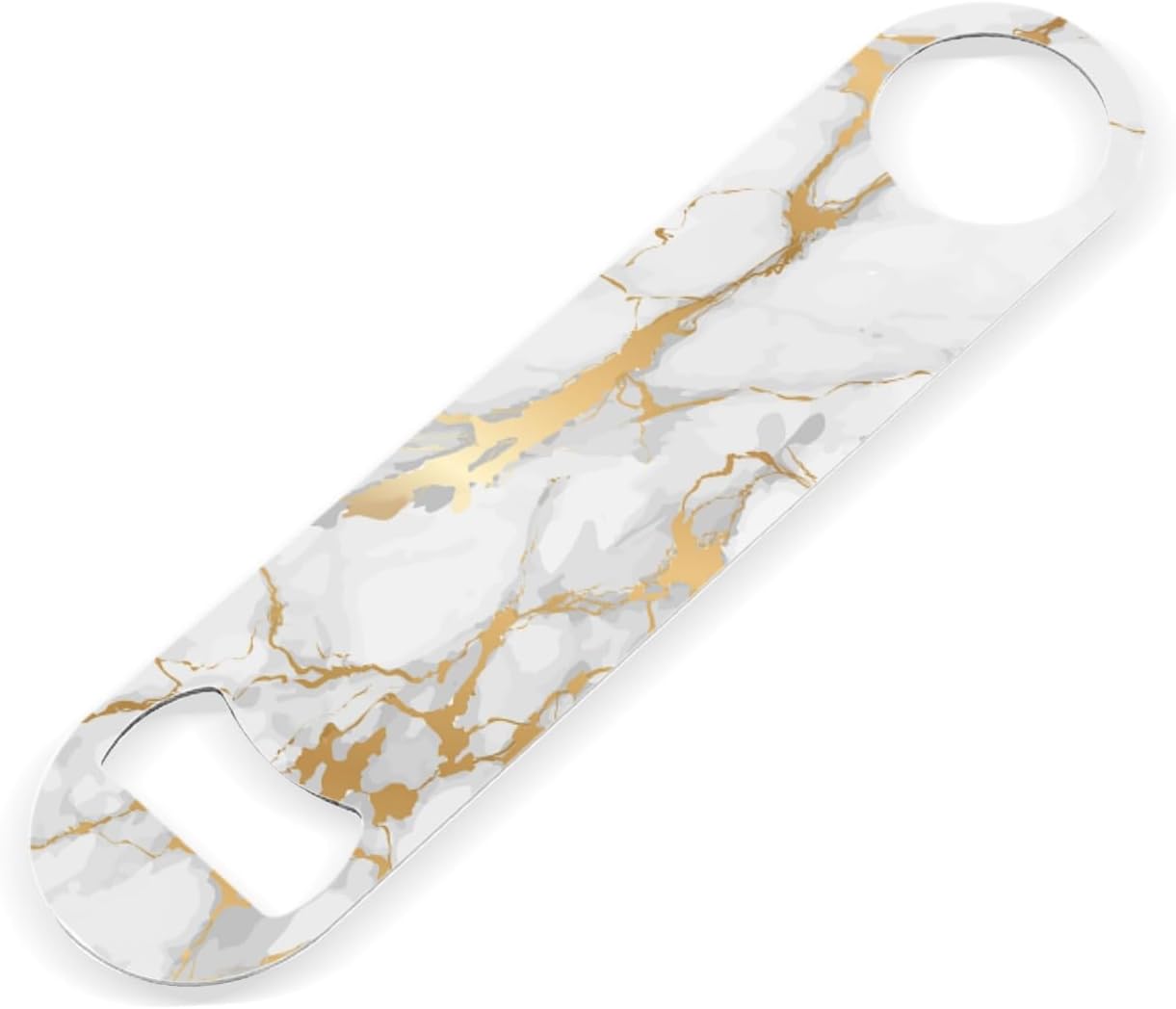 2 PACK Beer Bottle Opener, Stainless Steel Flat Bottle Openers,7 inch Metal Decor,White And Golden Marble
