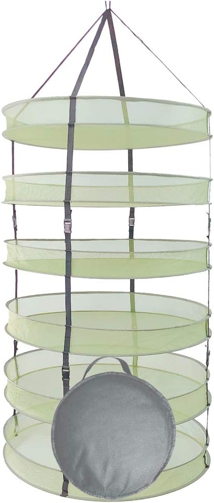 HORTIPOTS Herb Drying Rack Collapsible 2.5 ft Hanging Dry Net Rack for Hydroponic Herb Pot Vegetable Fruit Flower or Clothes Laundry