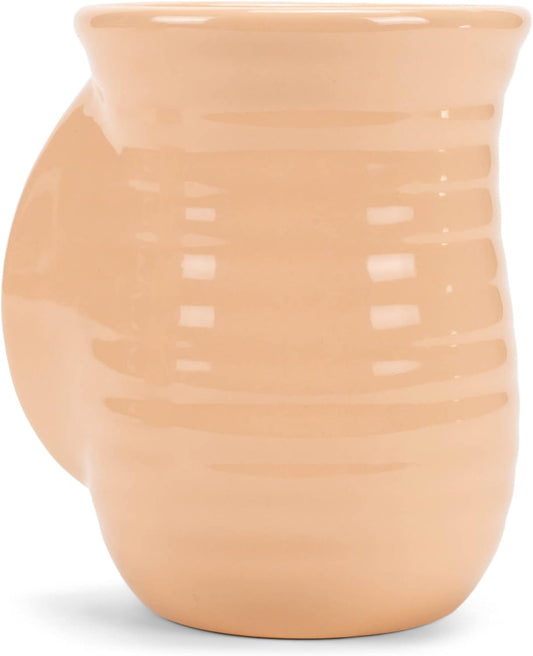 Elanze Designs Ribbed 14 ounce Ceramic Stoneware Handwarmer Mug, Blush Pink