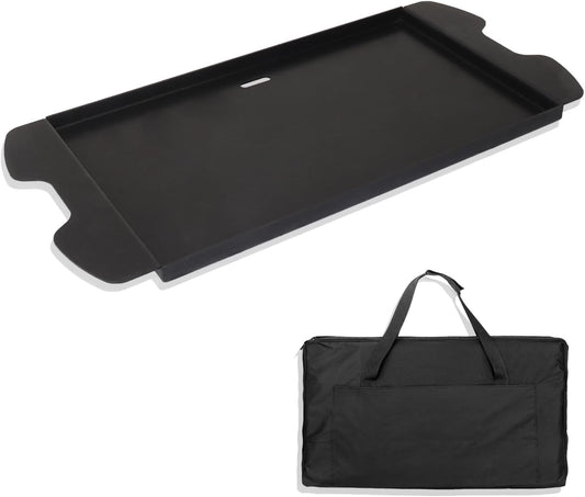 Weber Traveler Griddle Plate, Cast Iron, Black, Rectangular, 24.5'L x 11.5'W x 2'H, Fit for Weber Traveler Grills 9010001 9020001 9030001 9013001 9011701, Replacement Part 7034, with Carry Bag