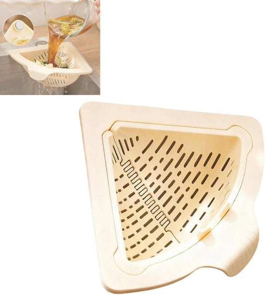 Magnetic Drainage & Filter Basket, Punch-Free Triangular Sink Strainer with Twist-Open Bottom, Strong Magnetic Fixation, Corner Kitchen Organizer for Washing Fruits & Vegetables(Color c)
