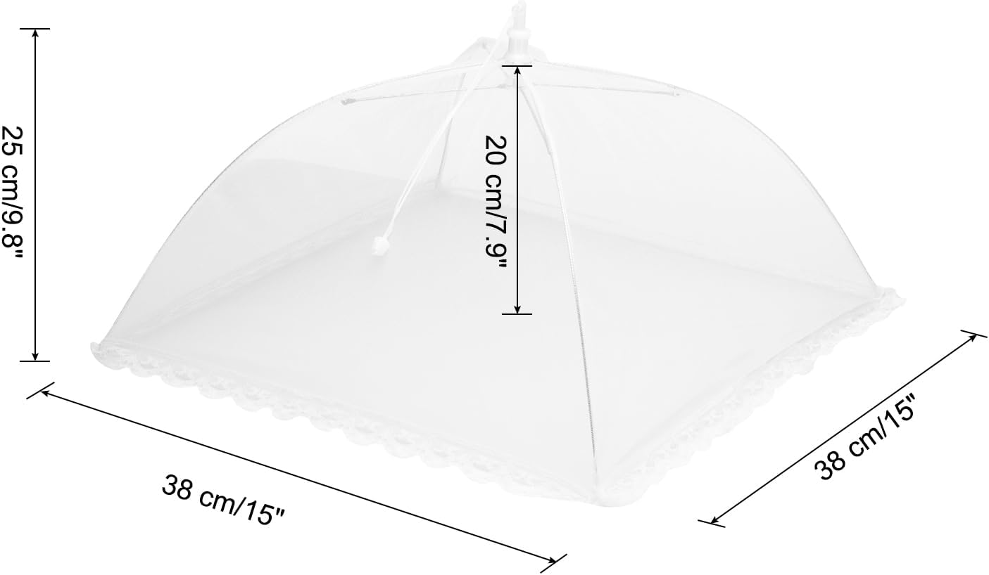 uxcell 3 Pcs Large and Tall Food Covers 15" Mesh Food Covers for Outdoors Collapsible Food Protector Covers Tent for Parties Outdoor Picnics BBQs, White