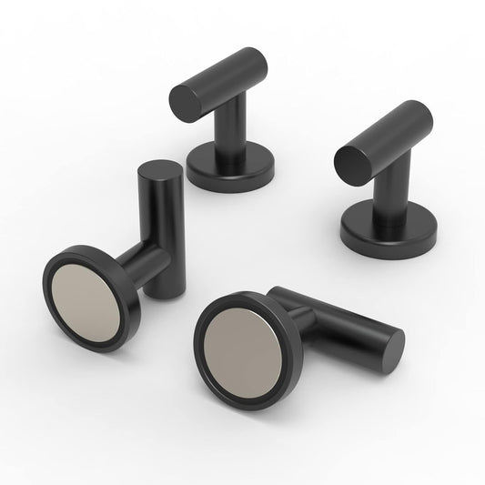 Magnetic Hooks Coat Magnet Hooks for Hanging,Magnetic Hooks Heavy Duty with Rare Earth Neodymium for Pot Holder,Grill,Refrigerator,Home,Kitchen,Workplace or Office.Pack of 4,Black