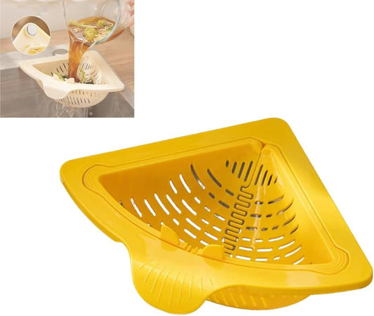 Magnetic Drainage & Filter Basket, Punch-Free Triangular Sink Strainer with Twist-Open Bottom, Strong Magnetic Fixation, Corner Kitchen Organizer for Washing Fruits & Vegetables(Color a)