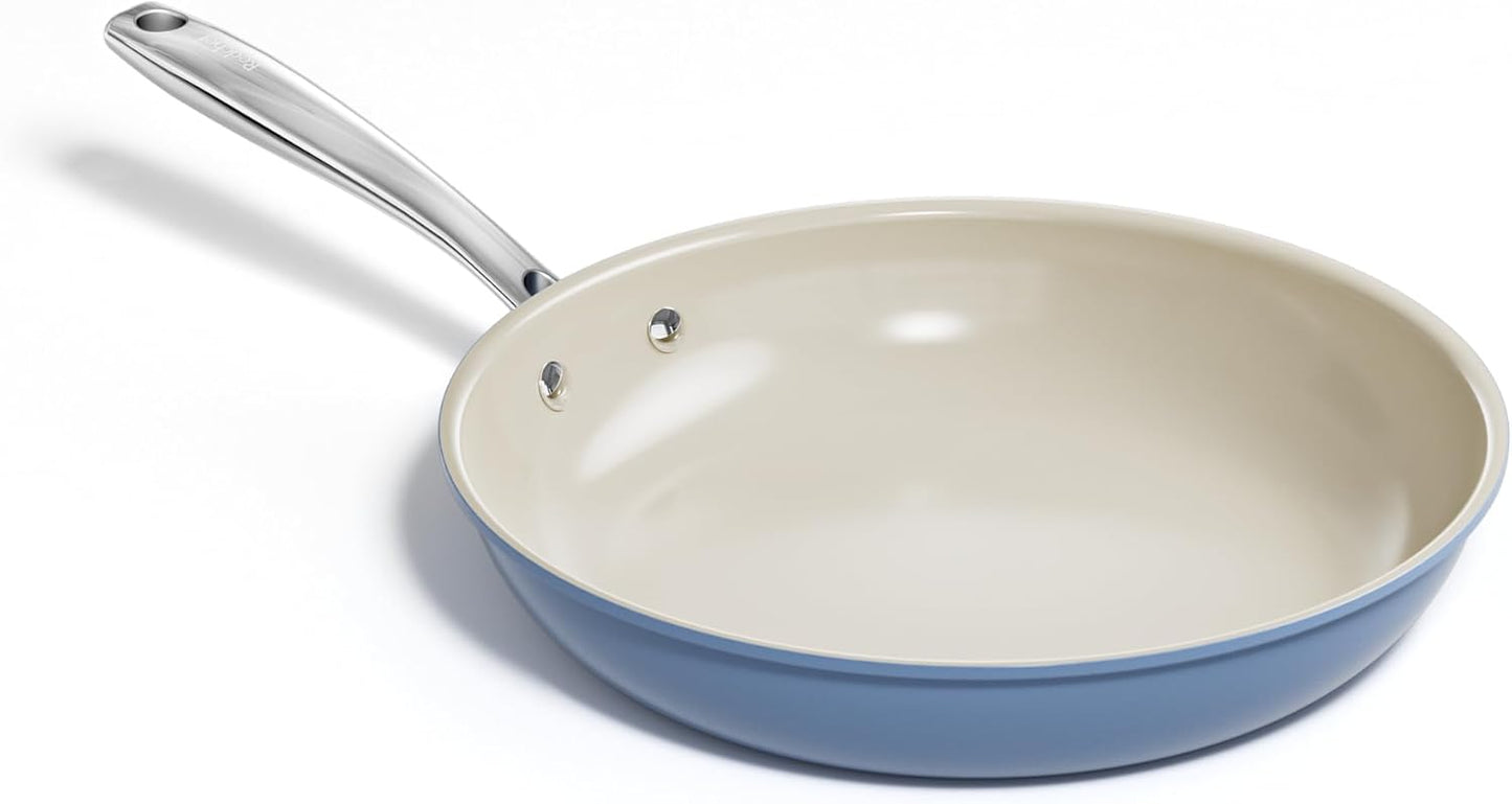Redchef Nonstick Frying Pan Skillet, Ceramic Non-Stick Saute Pans, 11 inch Cooking Fry Pan with Stay Cool Handle, All Stovetops (Gas, Electric & Induction), Dishwasher/Oven Safe, PFAS-Free (Blue)